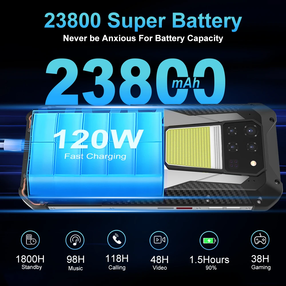 8849 Tank 3 Rugged Smartphone 32GB 512GB 23800mAh 120W Charger Dimensity 8200 5G Cell Phone 200MP 120Hz Led Light Mobile Phone 4