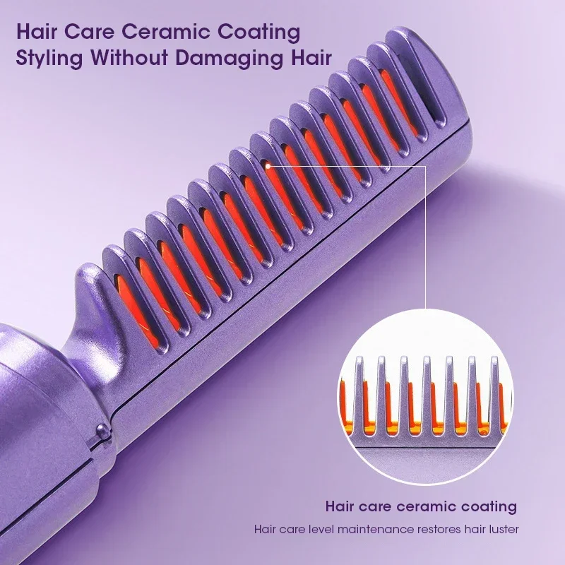 Hair Straightener Brush Hair Straightener Comb Hair Straightener Portable Straight Hair Comb Intelligent Constant Temperature Hair Care USB Mini Curling Iron Negative Ion Straight Comb