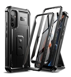 360 Full - Body Rugged Holster & Kickstand Shockproof Case with Built - in Screen Protector, 6.6 - Inch (Black)
