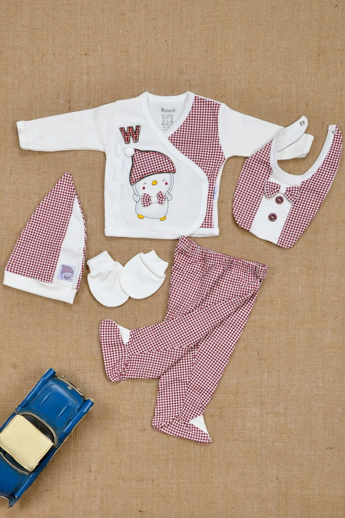 

100% Cotton, Themed Bremen Musicians, 5 Piece Newborn Set & Hospital Outlet 0-3 Months Cotton Printed 5