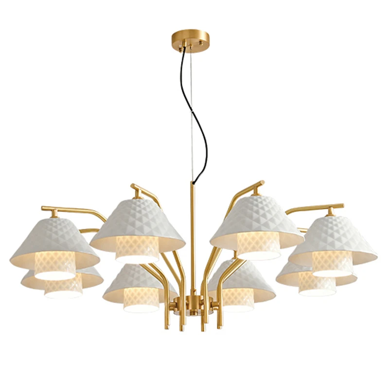 

Luxury Chandelier Light White Parlor Bedroom Dinningroom Gold Hanging Lamp Home Hotel Art Decor Illumination Dropshipping