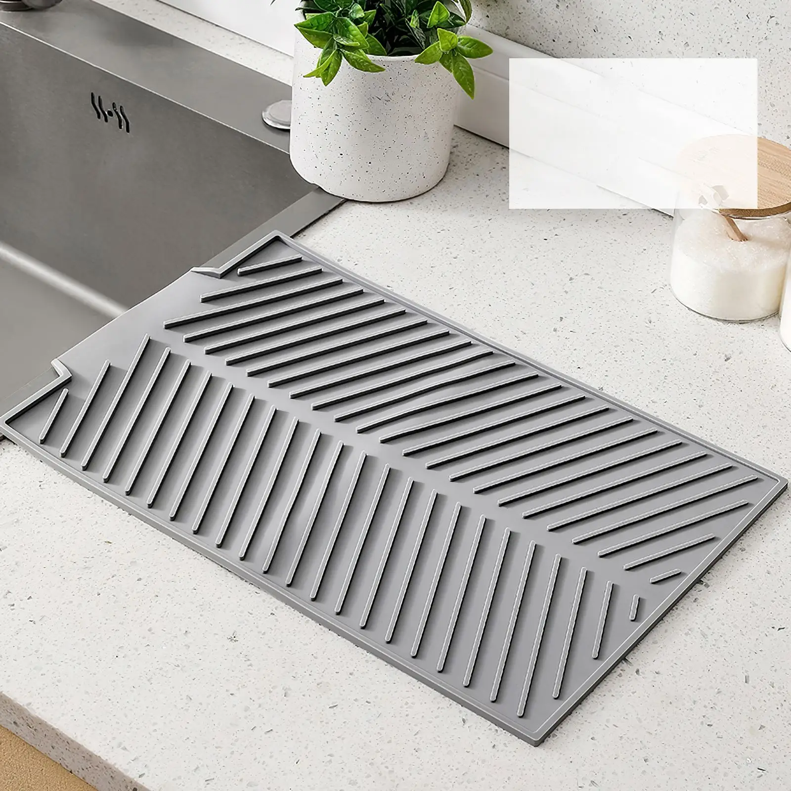 

Kitchen Silicone Dish Drying Mat Heat Resistant Coaster Anti-Scalding Pot Mats Non Slip Dish Draining Tool Countertop Drain Pad