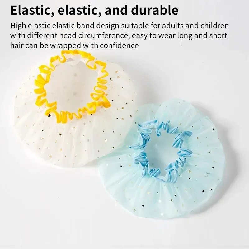 Double-layer Shower Cap Adult Ladies PVC Waterproof Bathing Hat Kitchen Oil-proof Bathroom Bathing Household Shower Cap