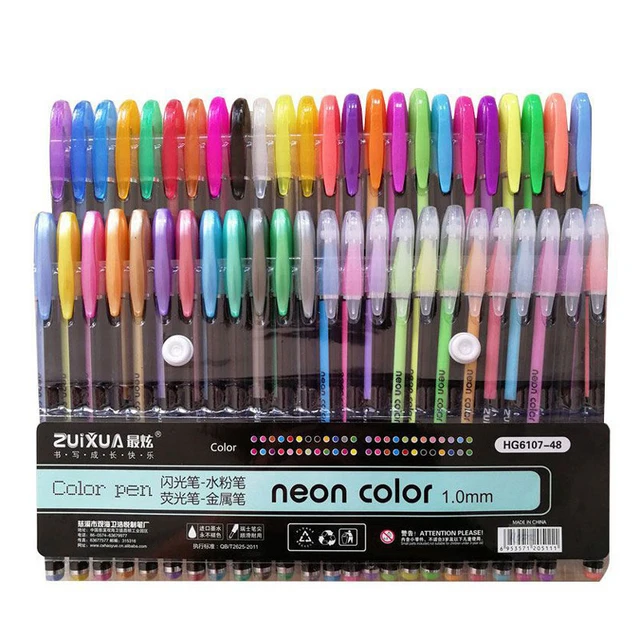 100pcs Colors Gel Pens Set 0.5 1.0mm Tip Drawing Writing for Adult