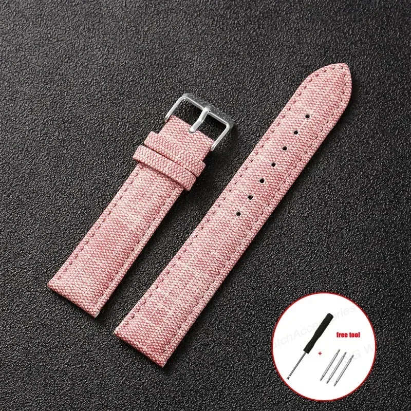 Vintage-Style Denim Nylon Canvas Watch Strap - Soft, Sporty & Universal Wristband Bracelet