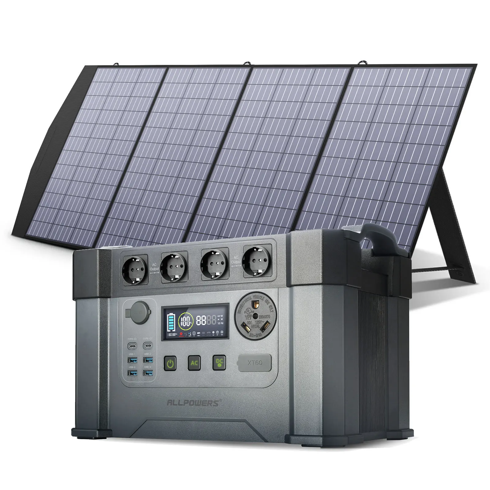 

ALLPOWERS Solar Generator 1500Wh with 200W Solar Panel, 6 X 2400W (4000W Surge) AC Outlets, Portable Power Station for Home Back