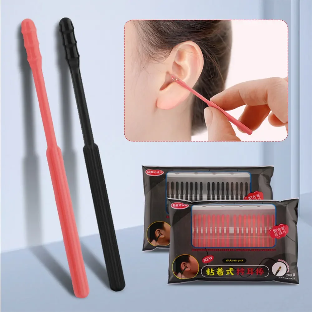 20pcs Disposable Sticky Ear Swabs Pick Spiral Tips Ear Cleaner Wax Removal Portable Earwax Remover Tool Kit Nasal Cleaner Stick 2
