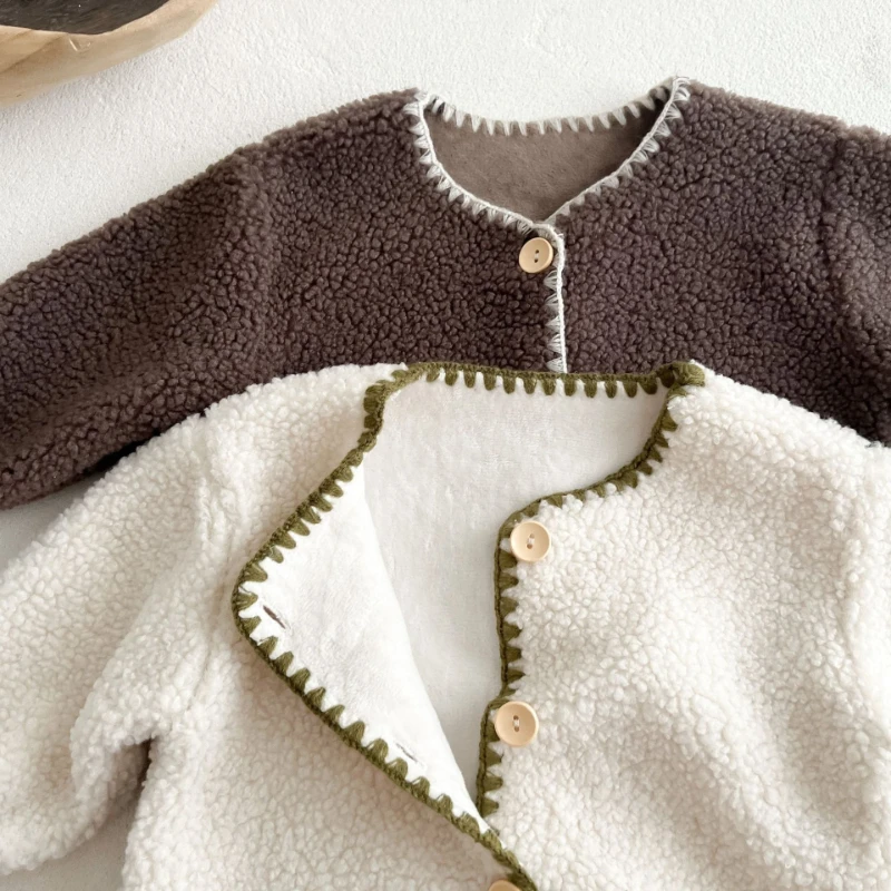 Winter Fashion Baby Romper Lamb Wool Jumpsuit Hat Set for Boys Girls Loose Toddler Infant Rompers Plush Kids Clothing 0-3Years 5