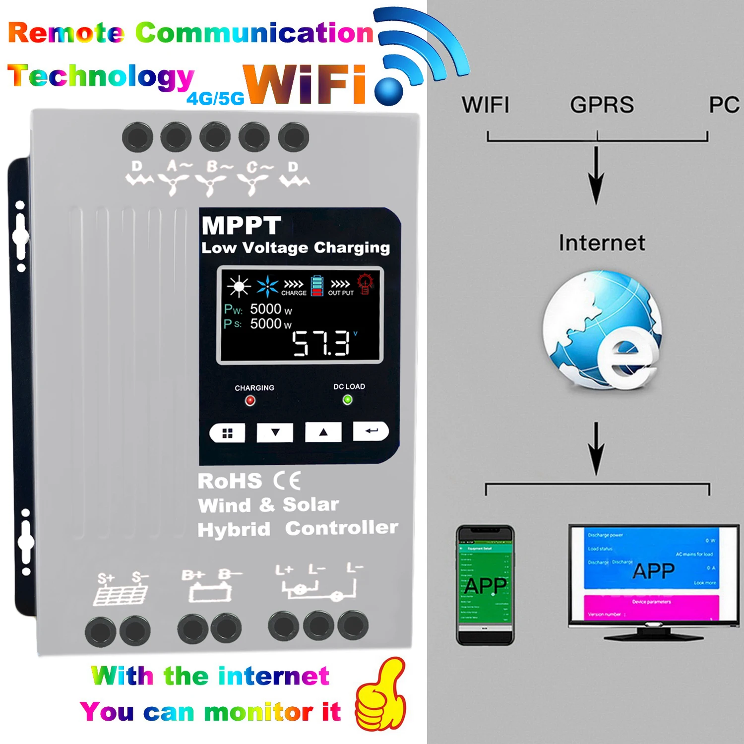 MPPT 충전 컨트롤러, 가정용 시스템 Lifepo4 용 태양광 패널 풍력 발전기 레귤레이터, 12V, 24V, 48V, 160A, 3000W, 5000W, 6000W, 8KW