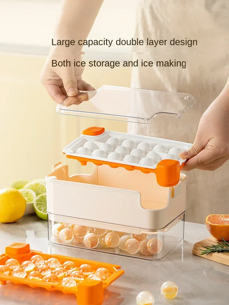 COOKER KING Ice Cube Mold Press Ice Tray Home Refrigerator Homemade Storage Box Hockey