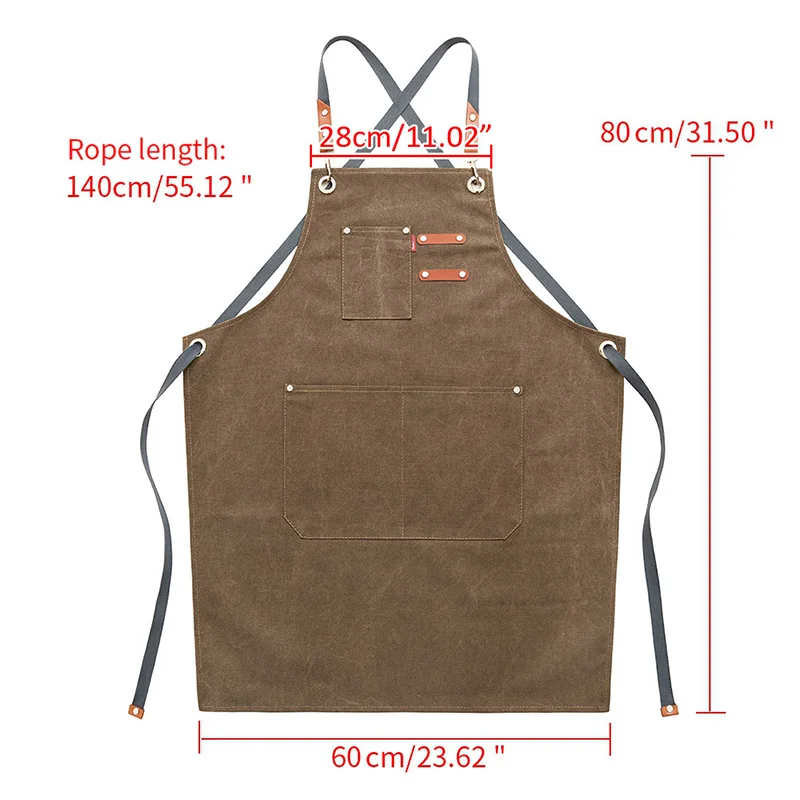 Canvas Work Apron for Women Chef Aprons Food Service Cooking Bibwith Pocket Cafes Chef Clothes Beauty Nails Studios Uniform