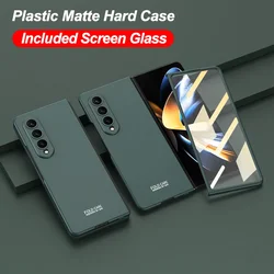 Electroplated Painted Pattern Tempered Glass Hard Case with Plating Frame for Z Fold4 (Plastic With Glass3)