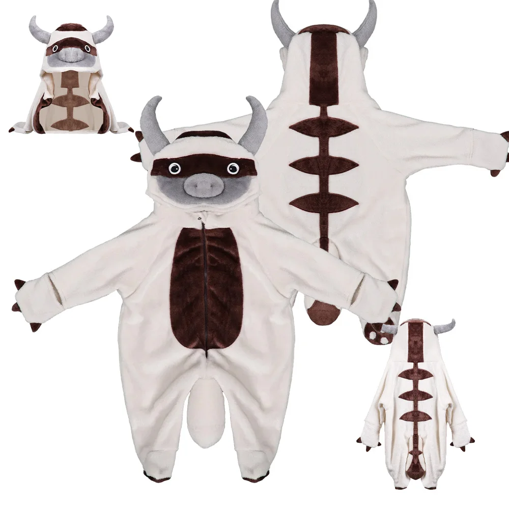 AppaCosplayAvatarCostumeKidsInfantRompersFantasyJumpsuitCartoonCowOnesieOutfits