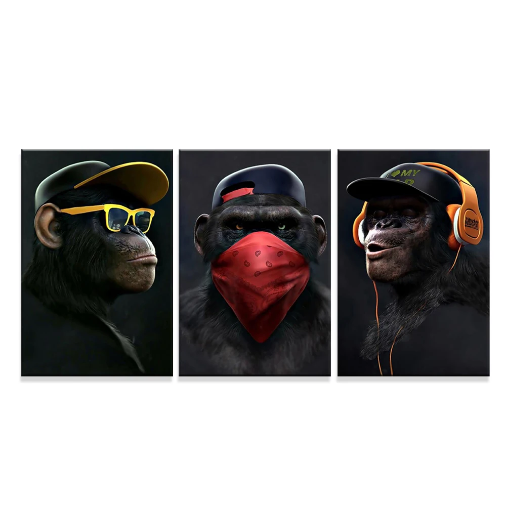 Oortelefoon Bril Gorilla Aap Grappige Poster Rood Masker Art Print Moderne  Canvas Schilderij Mode Muur Foto Woonkamer Decorati - AliExpress, image size:1000x1000