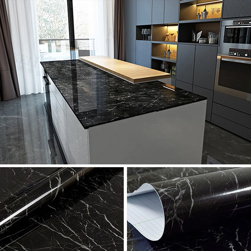 80cm Waterproof Wall Stickers Marble Vinyl Film Self Adhesive Wallpaper for Bathroom Kitchen Cupboard Countertops Contact Paper 5