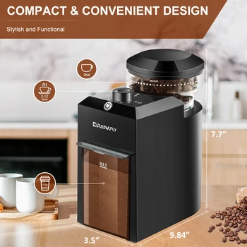 Automatic Burr Mill Coffee Grinder Electric Coffee Bean Grinding With 28 Adjustable Gears for Espresso French Press Drip Coffee 6