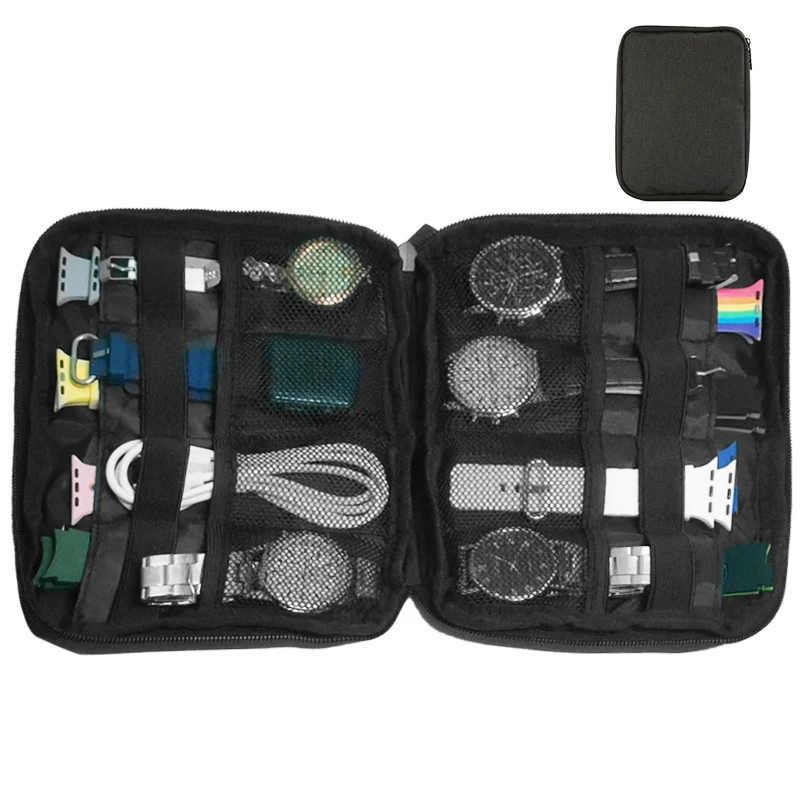 8/6 Slot Watches Organizer Box Gray Watch Storage Case Pouch Double Layer Watch Band Organizer Smart watch Holder Bag gift box watch storage box watchband storage bag watch storage bag watch storage pouch