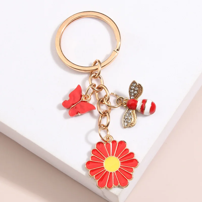 KT's Canvases Honeybee Floral Keychain