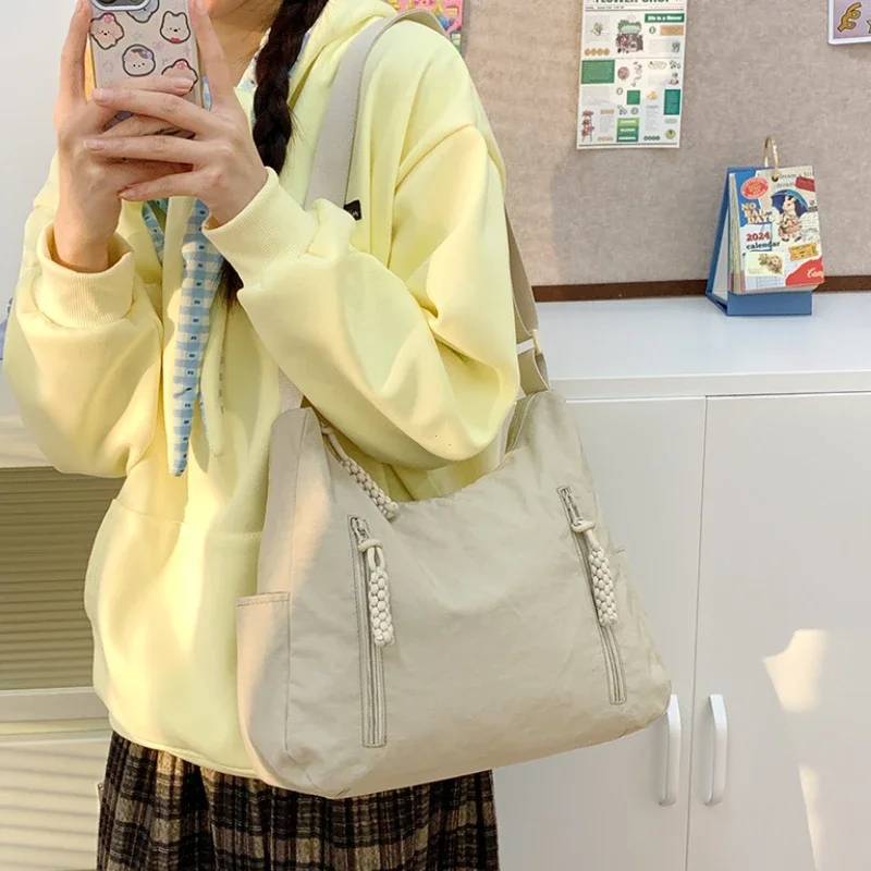 2026 New Trendy Women's Nylon Shoulder Bag Large Capacity Lightweight Crossbody Bags for Women Casual Travel Tote Simple Handbag