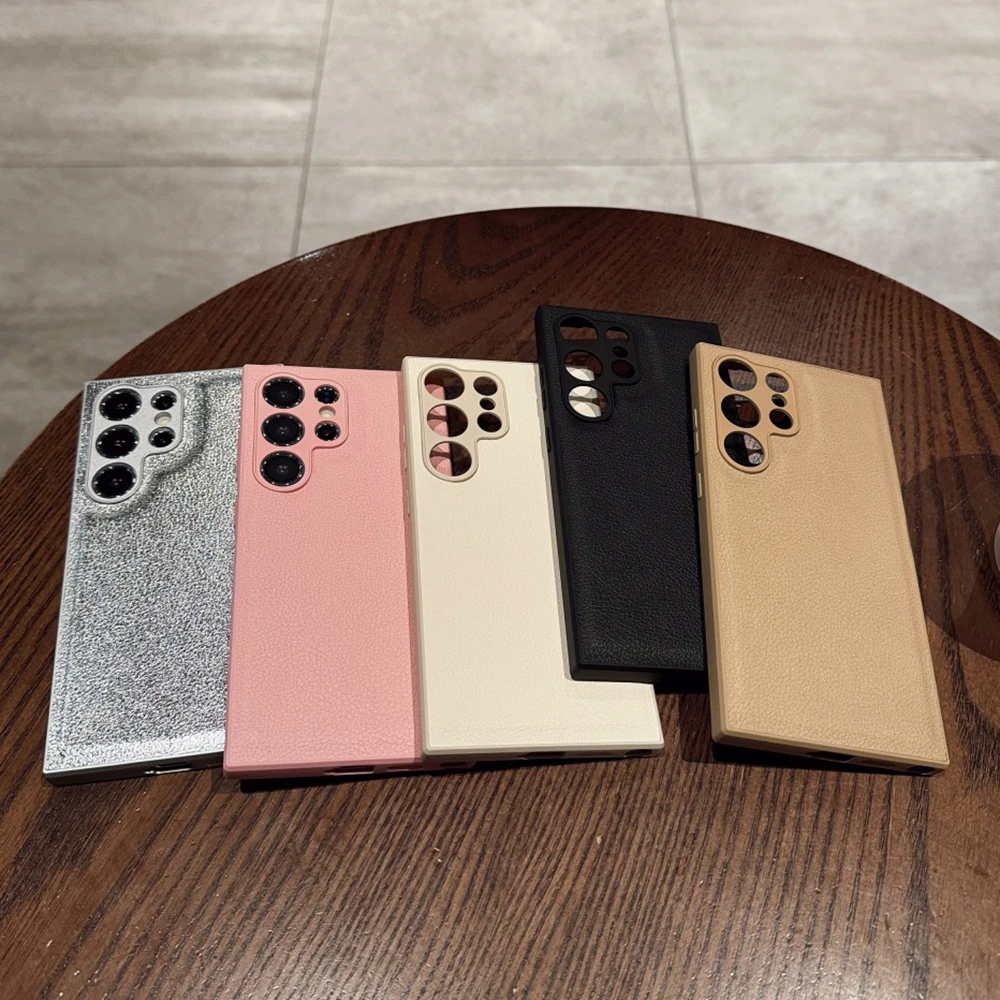Luxury Leather Texture Matte Phone Case - Solid Color Shockproof Soft Bumper Cover