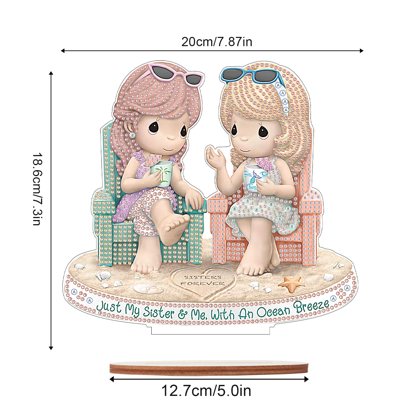 DIY 5D Diamond Painting Ornaments Kits Sisters Forever Special Shaped Crystal Wooden Diamond Art Desktop Ornament