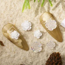 

25pcs 3D Resin camellia aurora White Glitter Stones Nail Art Decorations DIY Varnish Manicures Nails Art Accessories