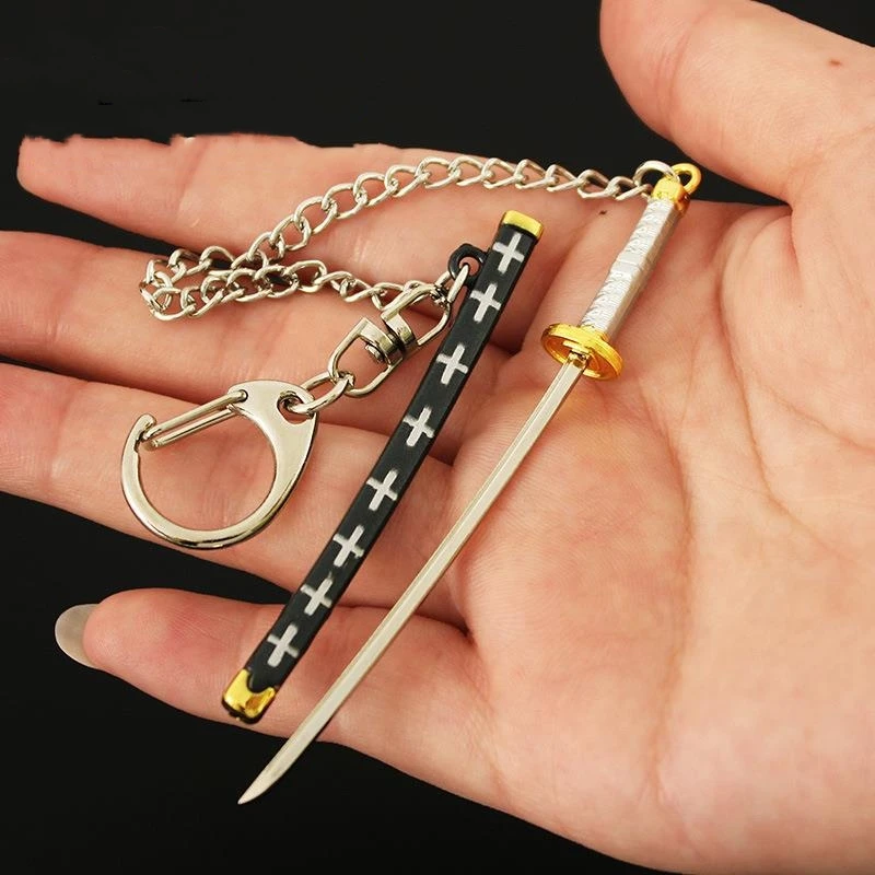 Mini One Piece Keychain 9cm Sword Weapon Model Metal Zoro Yamato Ame No Habakiri Autumn Water Katana Anime Peripherals Toy 4