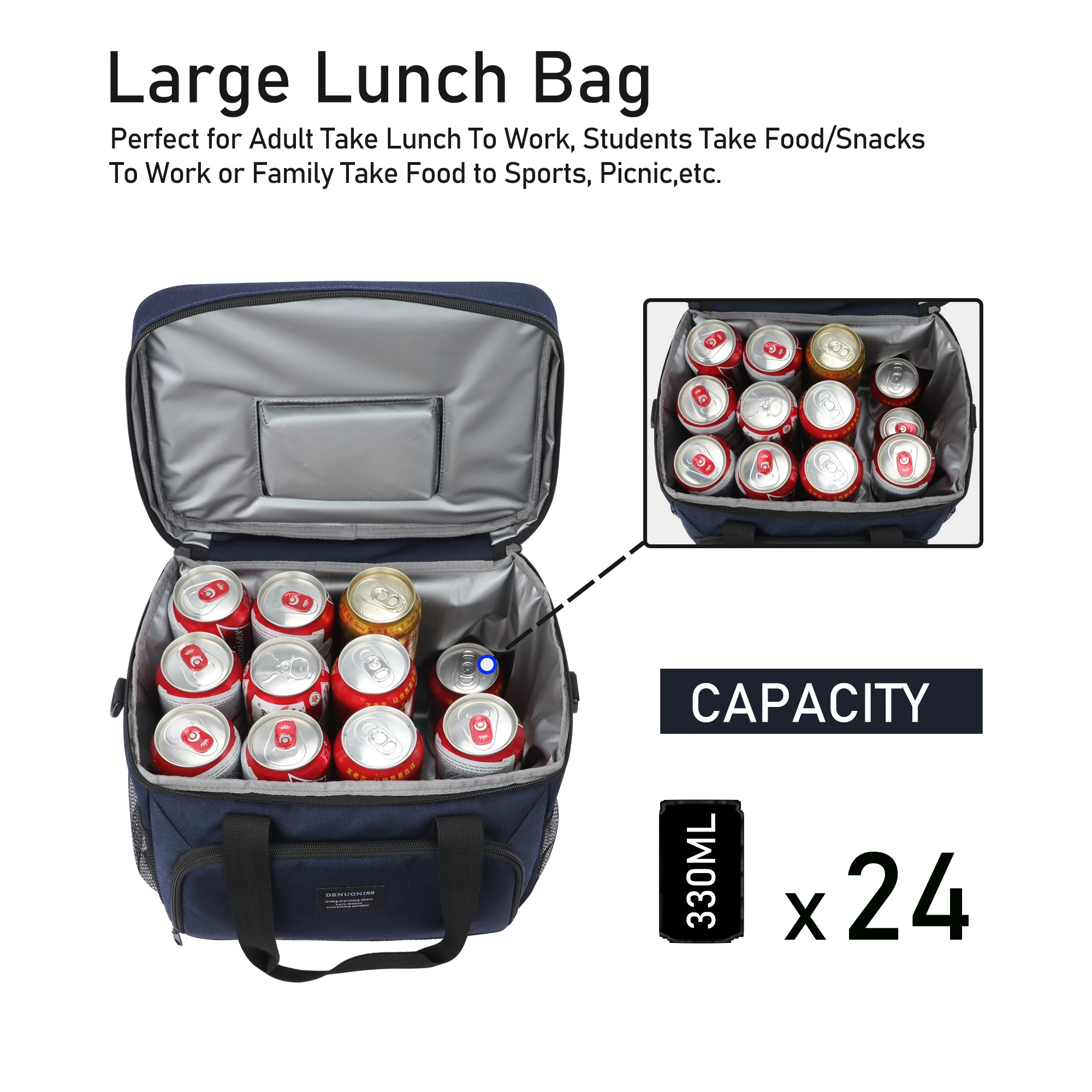 12L/16L Insulated Thermal Cooler Lunch Box Bag For Work Picnic Bag Car Bolsa Refrigerator Portable Shoulder lunch bag bento bag cooler bag