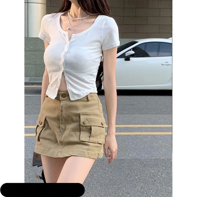 Details more than 177 khaki denim skirt knee length