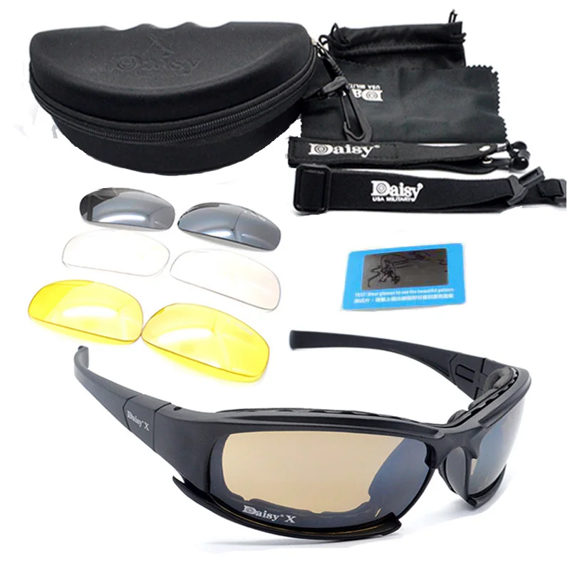 Daisy C5/X7 Polarized Tactical Glasses Airsoft Sports Goggles 4 Lens Men's Sunglasses Army Military Shooting Protection Eyewear,polarized sports glasses,polarized glasses,shooting glasses,polarized goggles,tactical goggles,safety goggles