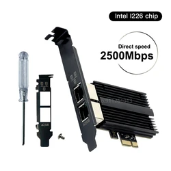I226 Network Card 2500Mbps Pcie To RJ45 2.5G Gigabit Ethernet Dual Ports 100/1000/2500Mbps Network Card for Desktop