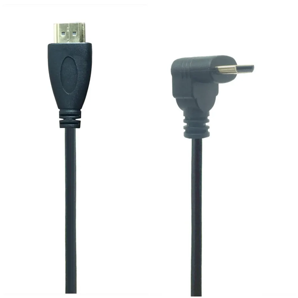 카메라 모니터 프로젝터 노트북 TV용 미니 HDTV 케이블, 90 도 왼쪽 오른쪽 각도, C 타입에서 A 타입, 0.5m, 50 개/로트