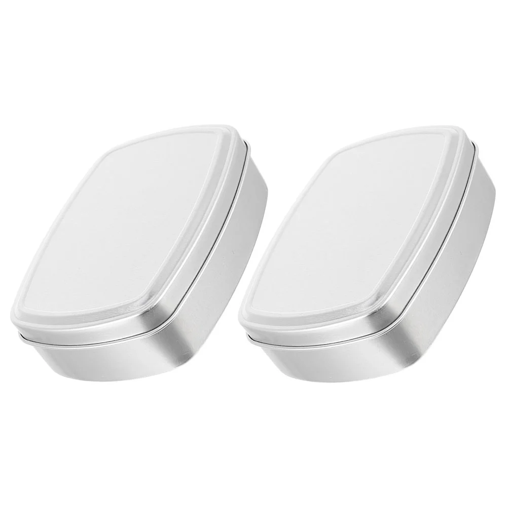 

Aluminum Soap Dish Sample Containers Tins Bar Holder Travel Cover Bamboo Empty Cans Small Metal