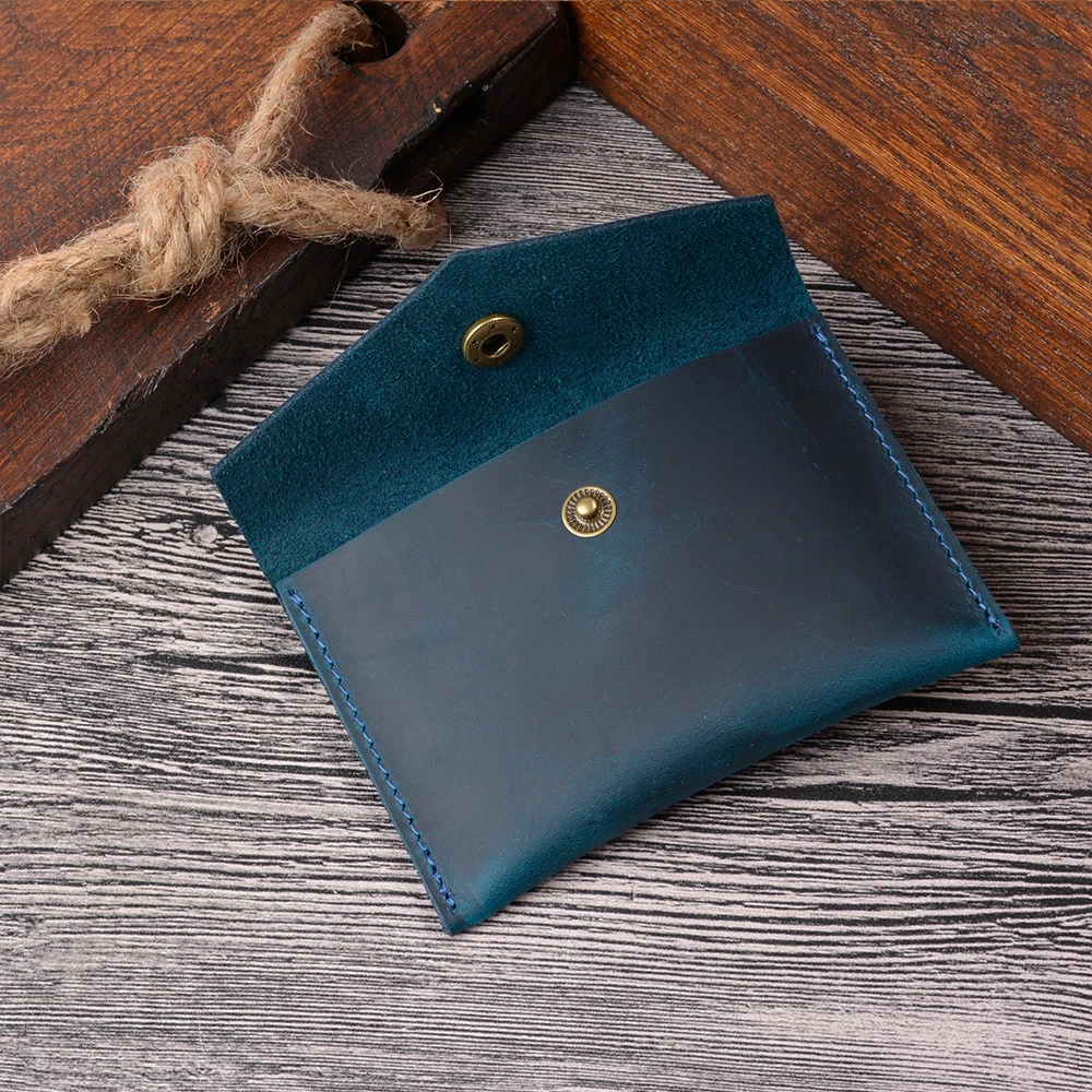 Aiguo Niu Handmade Genuine Leather Wallet-Multi-Card Slot ID Holder with Coin Pocket, Compact Business Card Organizer for Wome