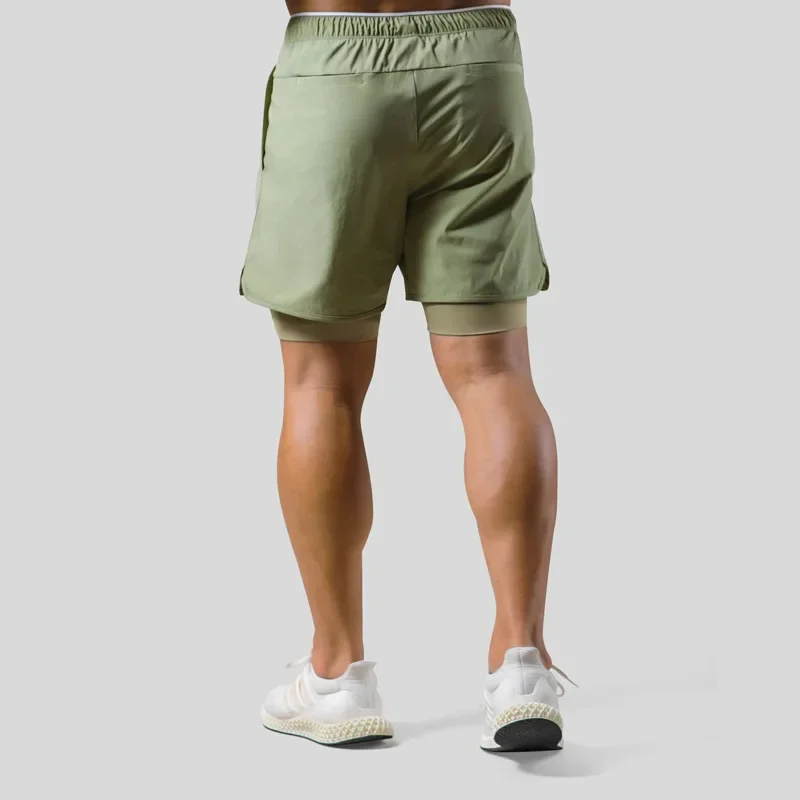 Men's Sporty Casual Shorts Double Layer for Basketball Fitness Sweat Absorbent Quick Dry