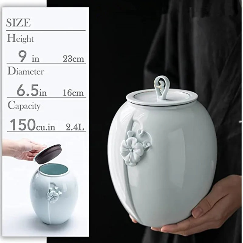 Ceramic Cremation Urns Handmade Ceramics Chinese Style Cremation Urn for Human Or Pet Ashes Cats Dogs Animals Reptiles