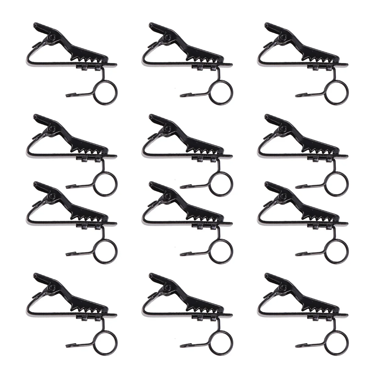 

12Pcs Microphone Lapel Tie Clip Universal Mini Lapel Lavalier Microphone Mic Clip Iron Clip Black