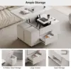 homary White Lift Top Coffee Table with Hidden Storage, 3 in 1 Multi-Function Modern Folding Center Table with 4 Stools and Cast 4