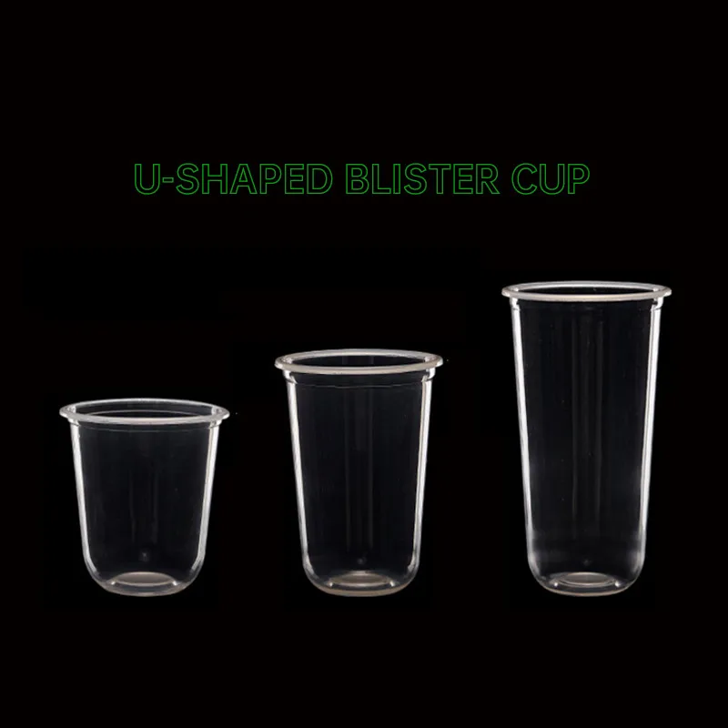 100pcs/pack 360/500/700ml U Shaped Bubble Tea Cup Soft Plastic Boba Tea Cups Dessert Ice Cream Cup Accept Customization