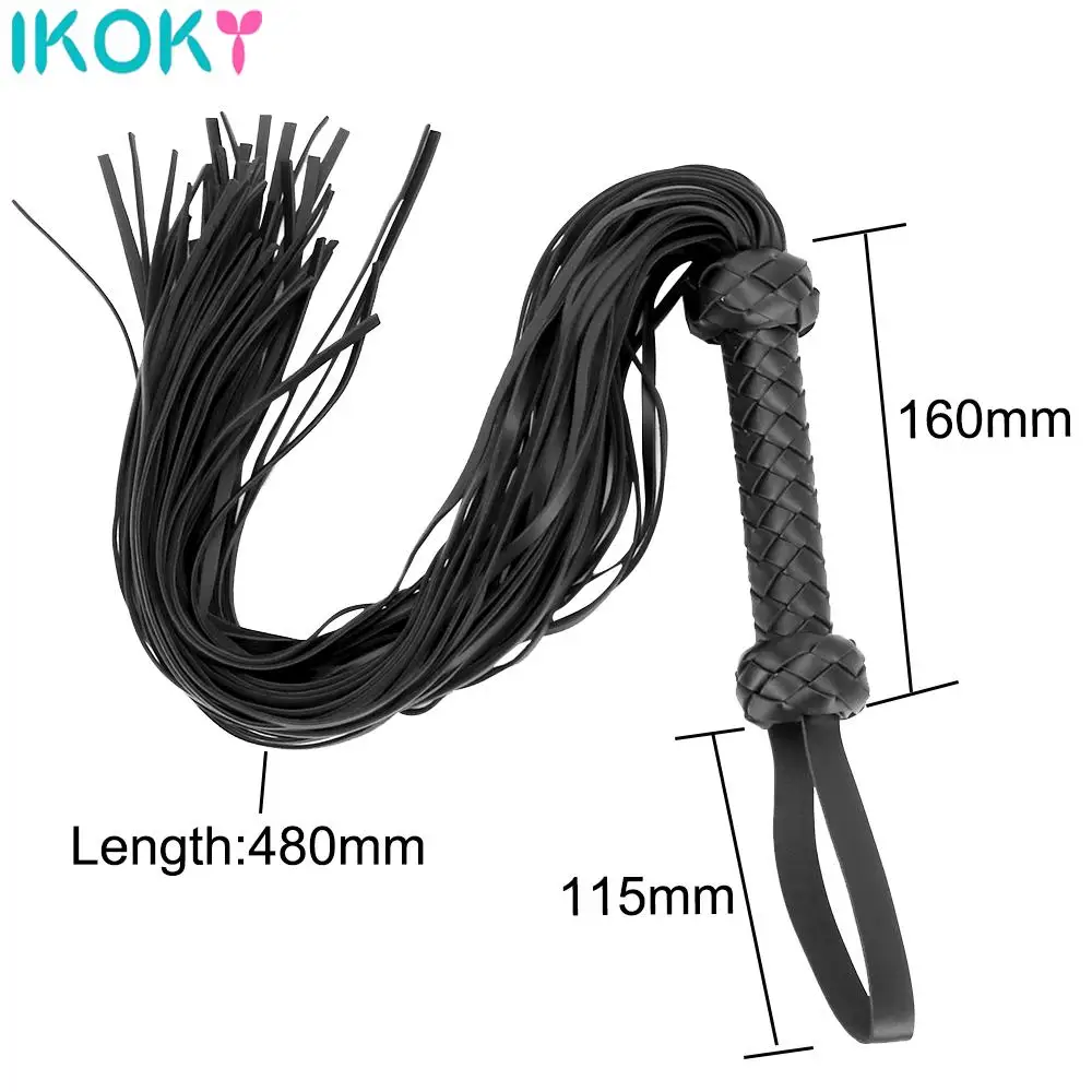 Sex Toys Erotic Sex Toy Sex Party Toys Sex Bondage Toys Fetish Black&Red PU Leather Whip Flogger Handle Spanking Paddle Knout Flirt SM Adult Game Erotic Sex Toys for Women Couples