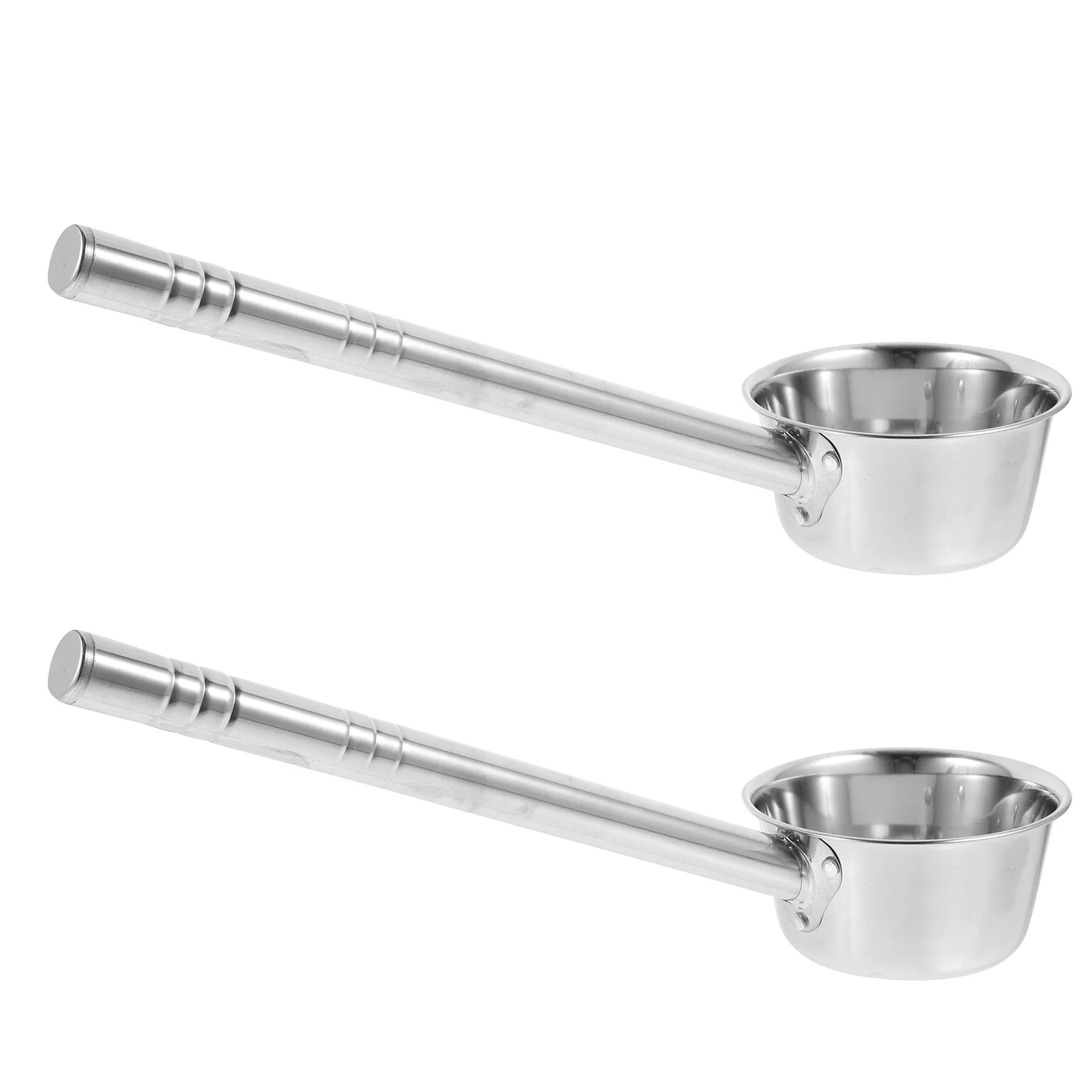 2 Pcs Spoons Long Handle Kitchen Soup Spoon Food Serving Spoon Stainless Steel Ladle Water Scoop Hot Pot Silver