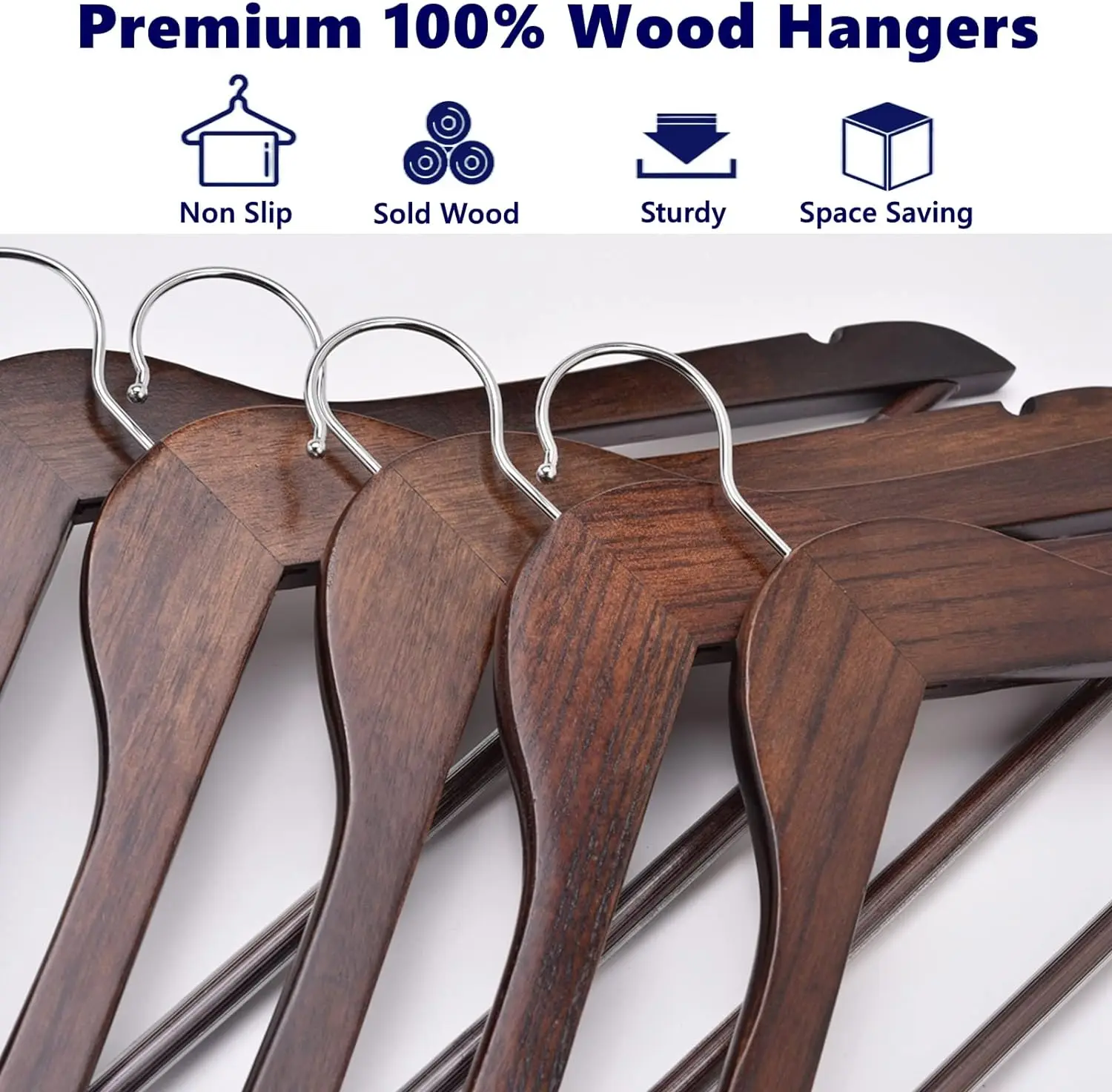 Vintage Walnut Wooden Coat Hangers 4