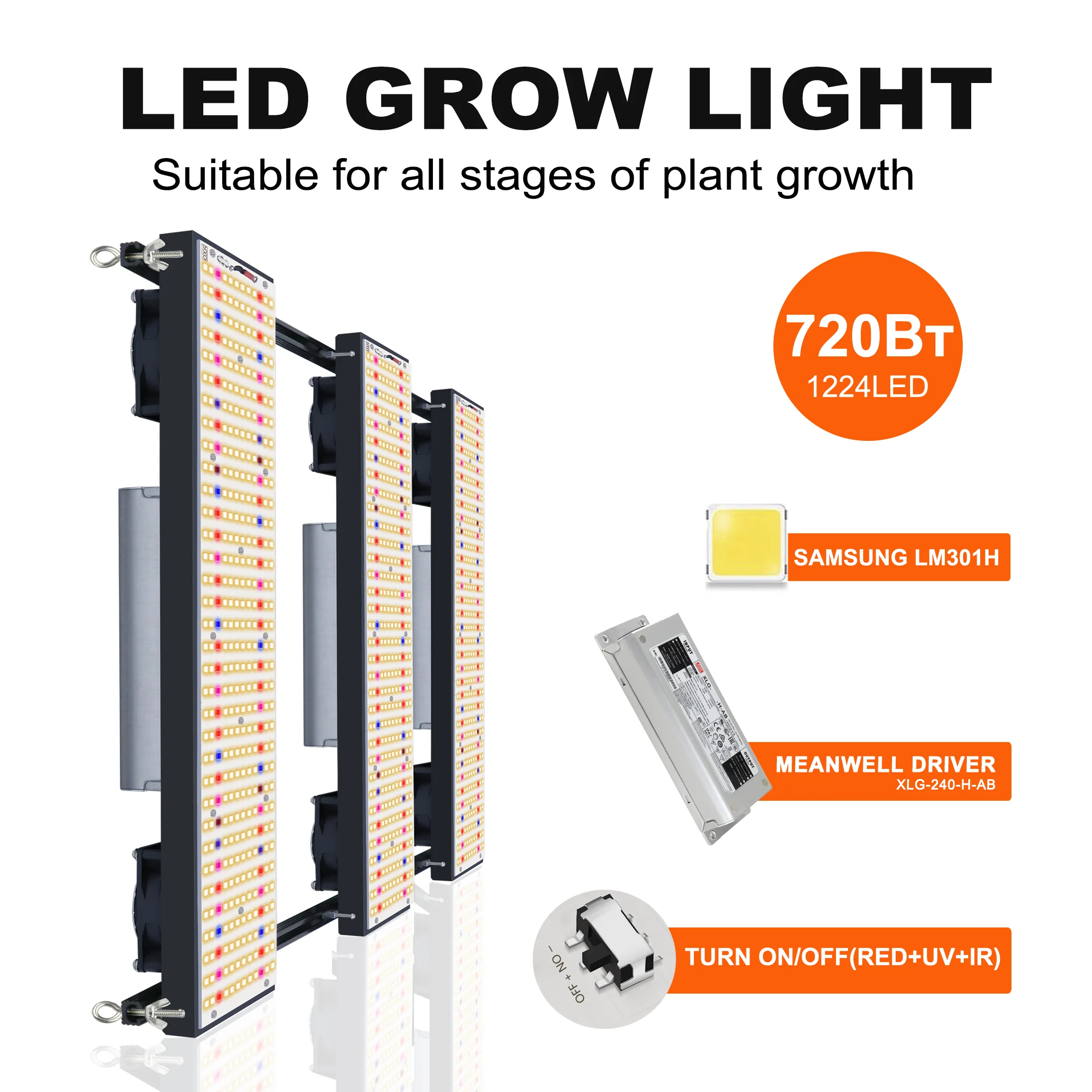 Dimmable 240w 480W QB288 Sam-sung lm301H 3000K/3500K mix 660nm UV IR,led grow light,led quantum board with Meanwell driver