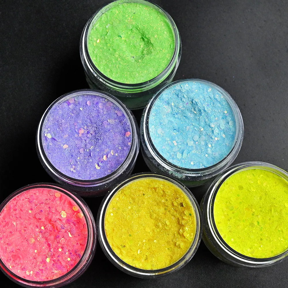 30g/Jar Polychrome Chunky Acrylic Powder FluorescenCE 1oz EMA Mix Glitter 21ColorS Rainbow Manicure Monomer Nailart Acrylic 165# 3