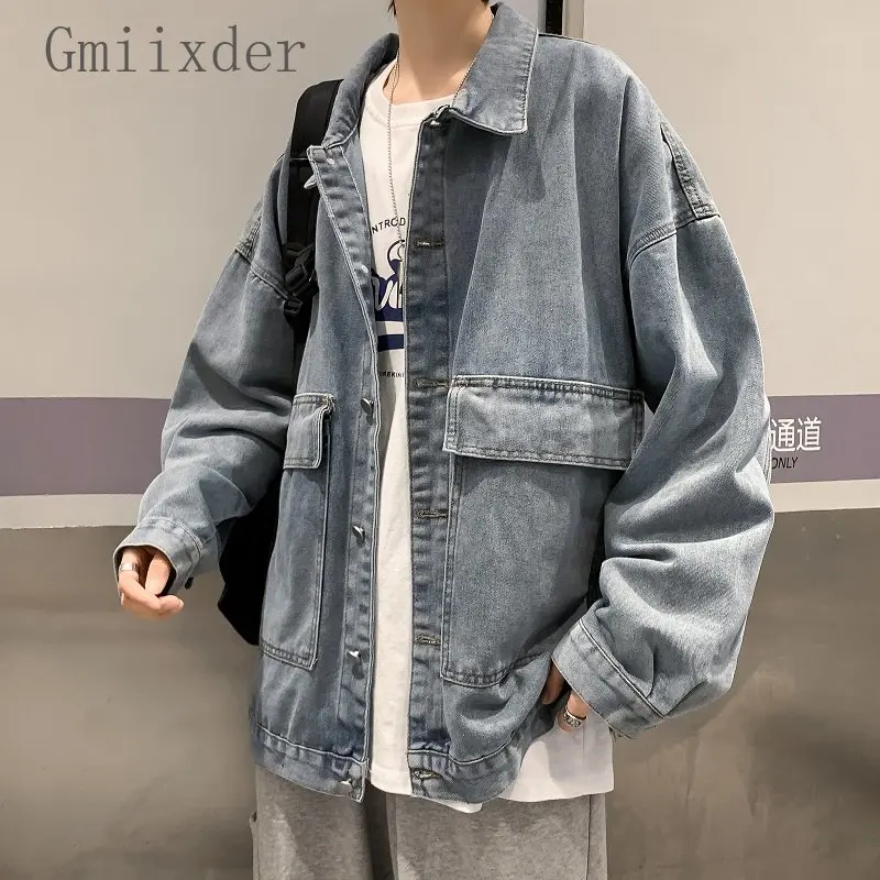 Gmiixder-chaqueta vaquera estilo Hong Kong para hombre, ropa de trabajo de  gran tamaño, abrigo Retro Hip Hop, ropa de calle Kpop Unisex, primavera y  otoño - AliExpress