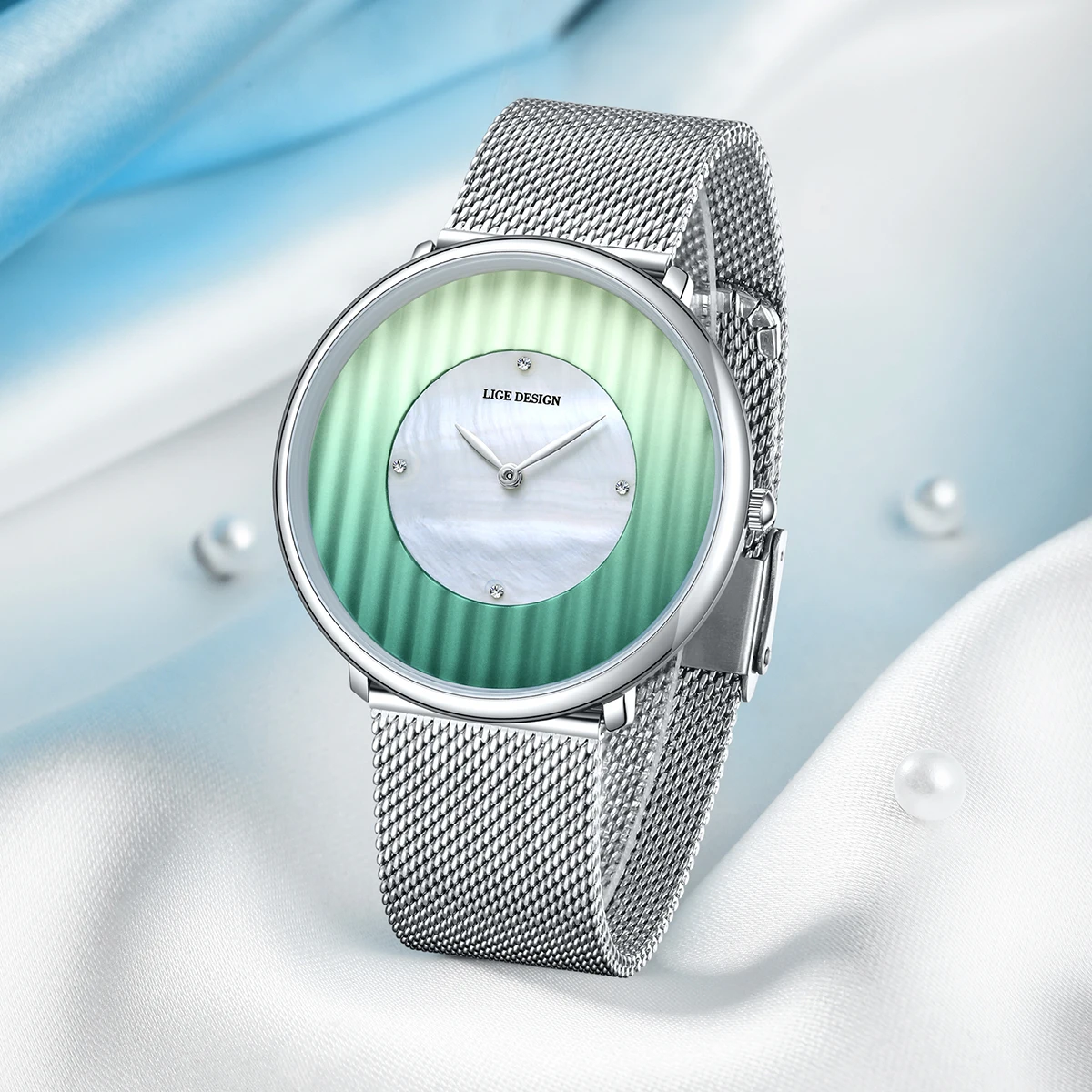 LIGE Luxury Men's Ultra-Thin Waterproof Mesh Watch with Sport Calendar and Luminous Display