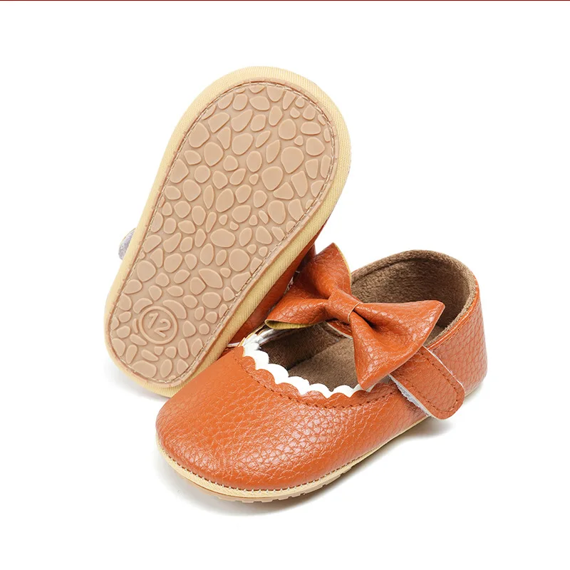 Meckior Baby Girl Shoes Leather Rubber Sole Anti-slip Toddler First Walkers Infant Crib Shoes Newborn Girl New Baby Shoe 2