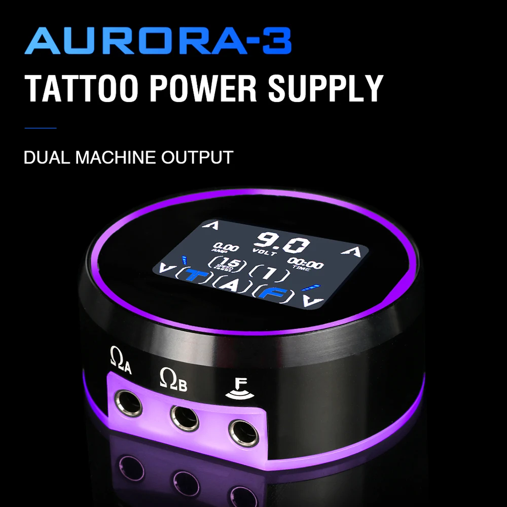 2023 neue Aurora 3 LCD Tattoo Netzteil Tragbare Tattoo Power Batterie Full Touch Bildschirm Aurora Quelle Mit UNS/EU Adapter Kit