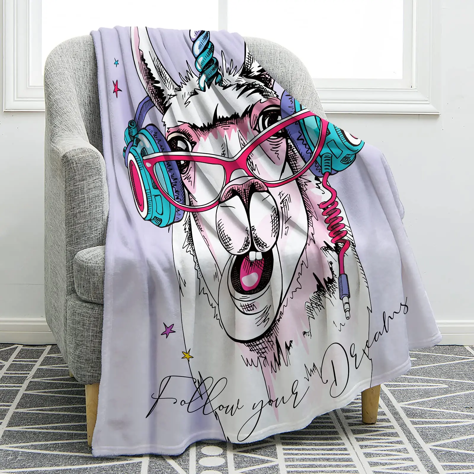 Llama Fleece Llama Blanket For Adults Llama Hooded Blanket, Alpaca