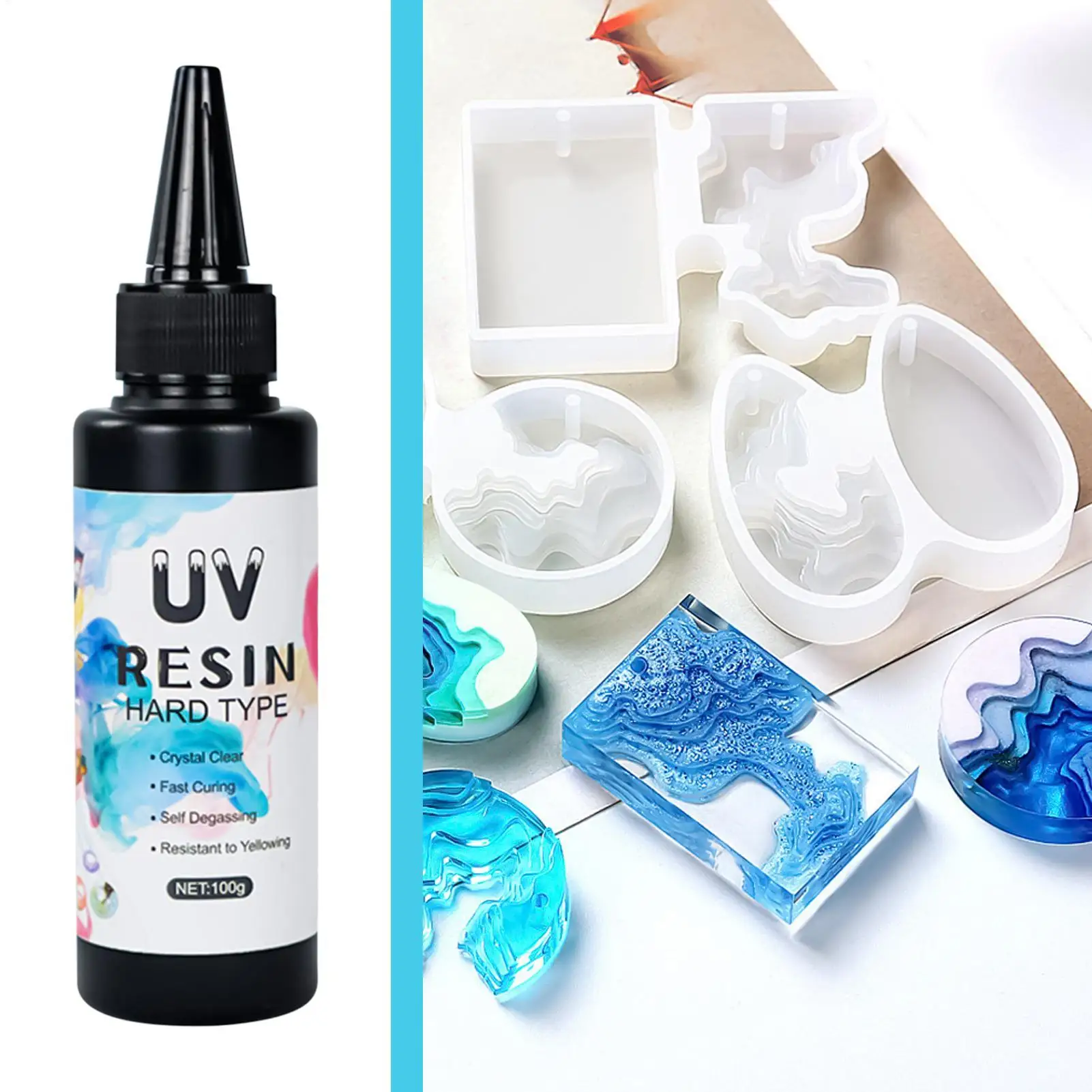UV Activated Epoxy Resin Fast Curing Thin Layer Glue Crystal Clear...